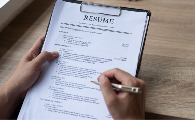 Student reviews their MBA resume