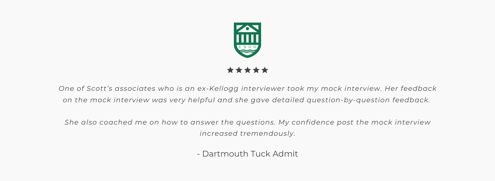 Dartmouth Tuck MBA Client Testimonial